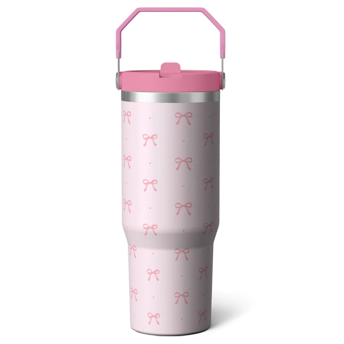 Lunabuddy™ 1pc Pink Leopard Print 30oz Tumbler with Straw & Handle