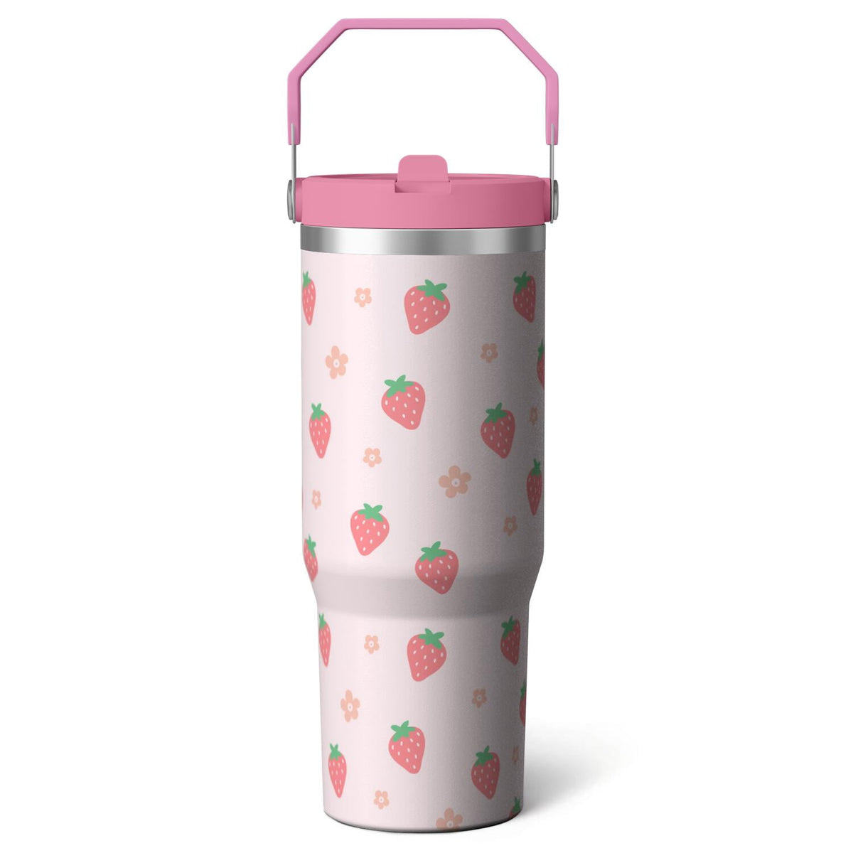 Lunabuddy™ 1pc Black and white grid 30oz Tumbler with Straw & Handle