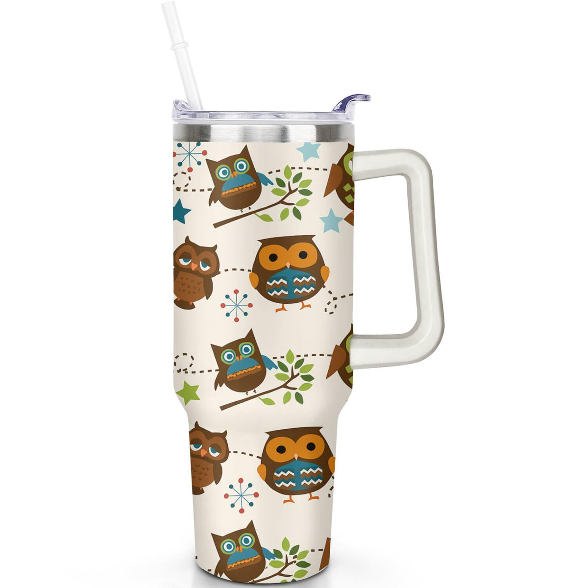 Lunabuddy™ 1pc Paw prints 40oz Tumbler with Straw & Handle - Insulated