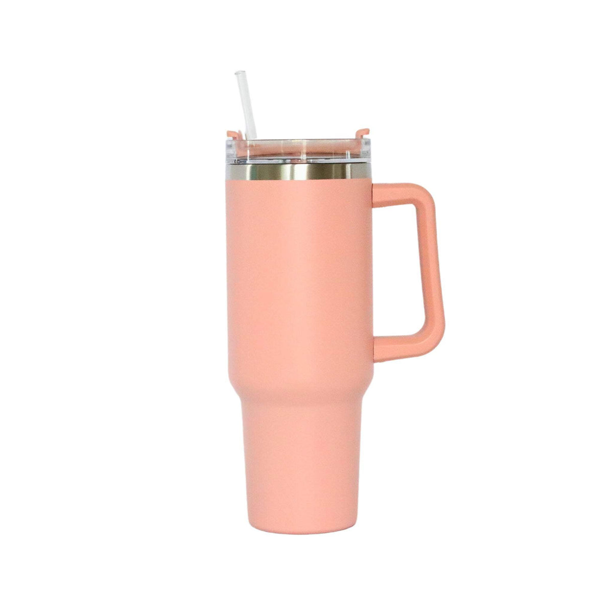 Lunabuddy™ 40 Oz Stainless Steel Tumbler with Handle & Straw - Peach