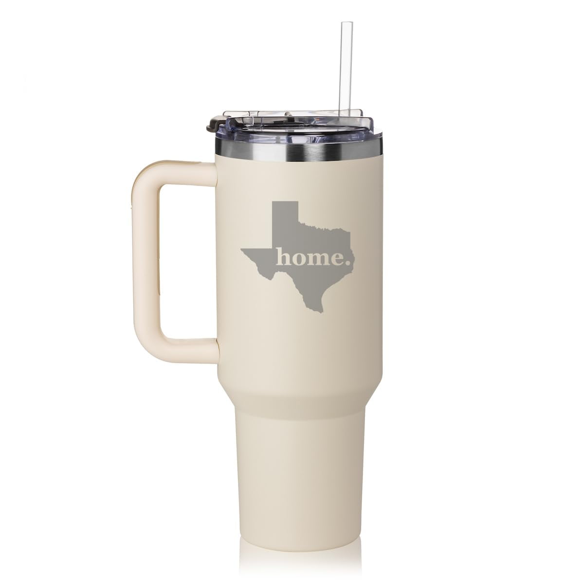 Lunabuddy™ 40 oz Tumbler with Handle and Straw Lid Stainless Steel Insulated Travel Mug Cup Texas Home (Cream)
