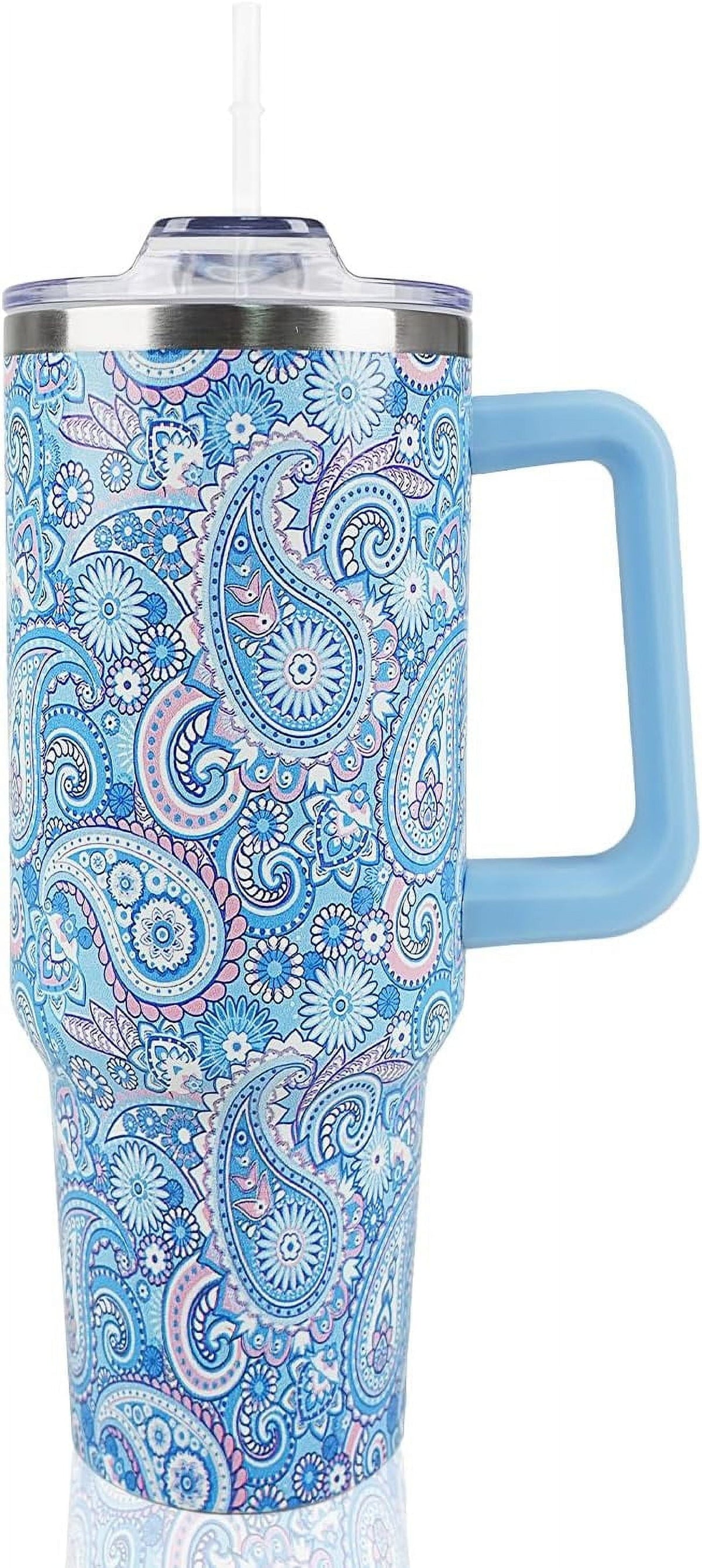 Lunabuddy™ 40 oz Tumbler with handle,Insulated Tumbler with Lid and Straw,Vacuum Thermal Cup with Handle