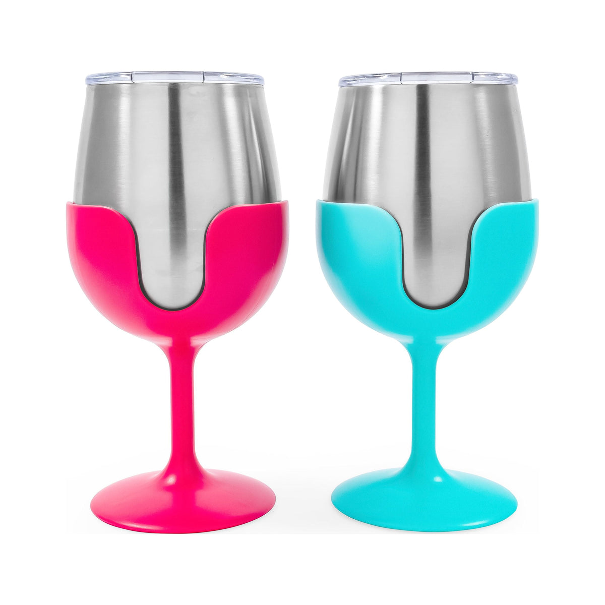 Lunabuddy™ Camco Life Is Better at the Campsite 8oz Wine Tumblers | Kitchen Grade Stainless Steel, Pink and Teal | 2-Pack (51915)