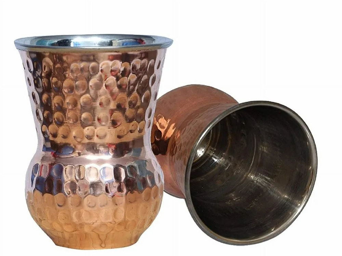 Lunabuddy™ Fashtales 10 oz Copper Hand Hammered Tumbler, Set of 2