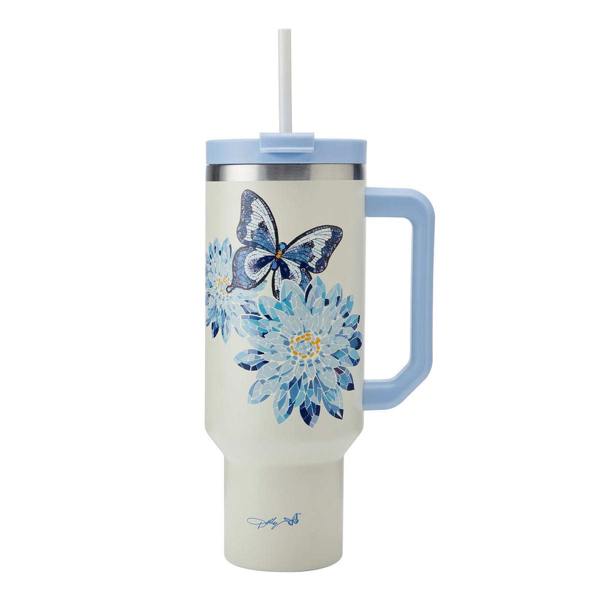 Lunabuddy™ 40 oz Stainless Steel Tumbler with Handle Blue Jewel