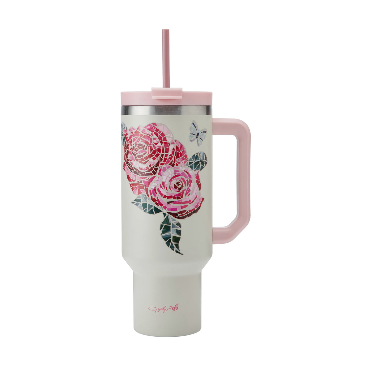 Lunabuddy™ 40 oz Stainless Steel Tumbler with Handle Pink Jewel