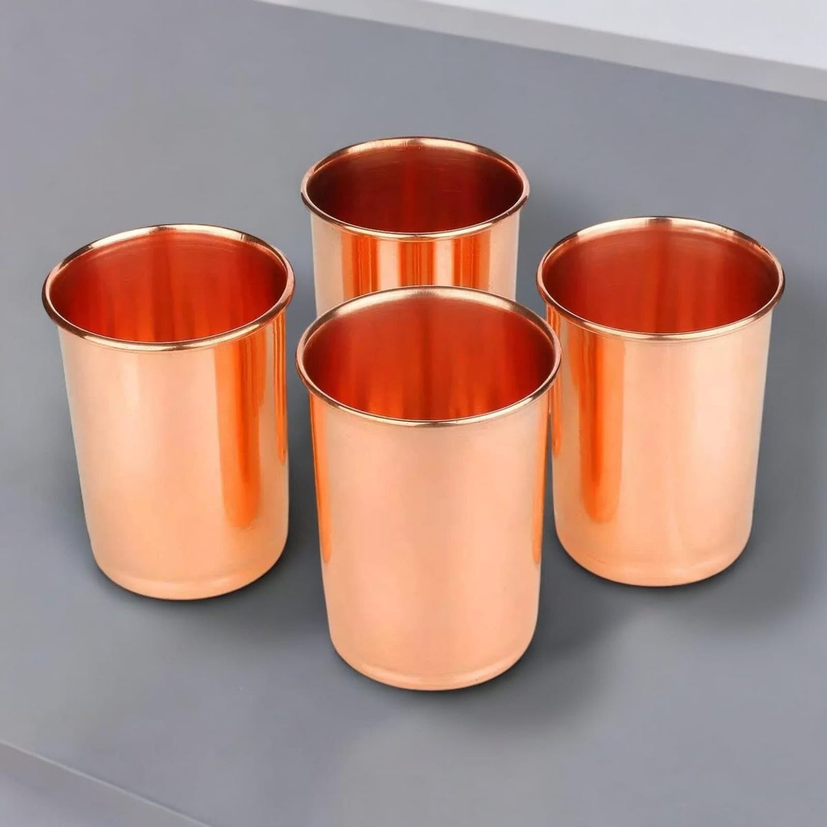 Lunabuddy™ Drinking Glass Copper Glass 100% Pure Copper Tumbler Health Healing Set of 4 300ml