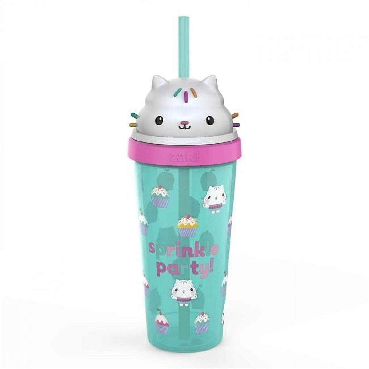 Lunabuddy™ Gabby's Dollhouse 18 oz Green Super Sipper Tumbler with Cakey Cat Design, BPA-Free Plastic