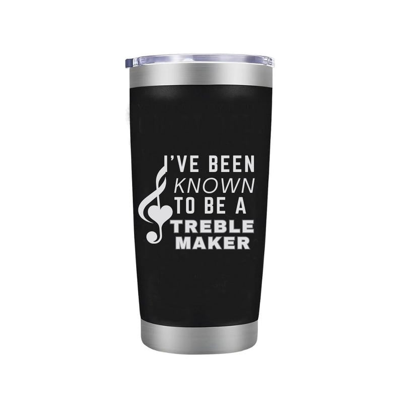 Lunabuddy™ Music Notes Engraved Black 20oz Tumbler Gifts Under 25 Dollars - Treble Maker Music Notes Laser Engraved Mug For Guitarists, Pianist