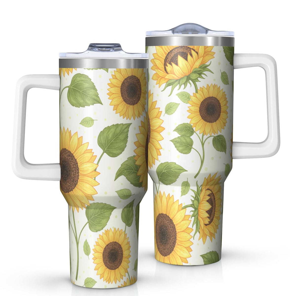 Lunabuddy™ Leopard Print 40oz Tumbler with Handle and Straw, Large Capacity Travel