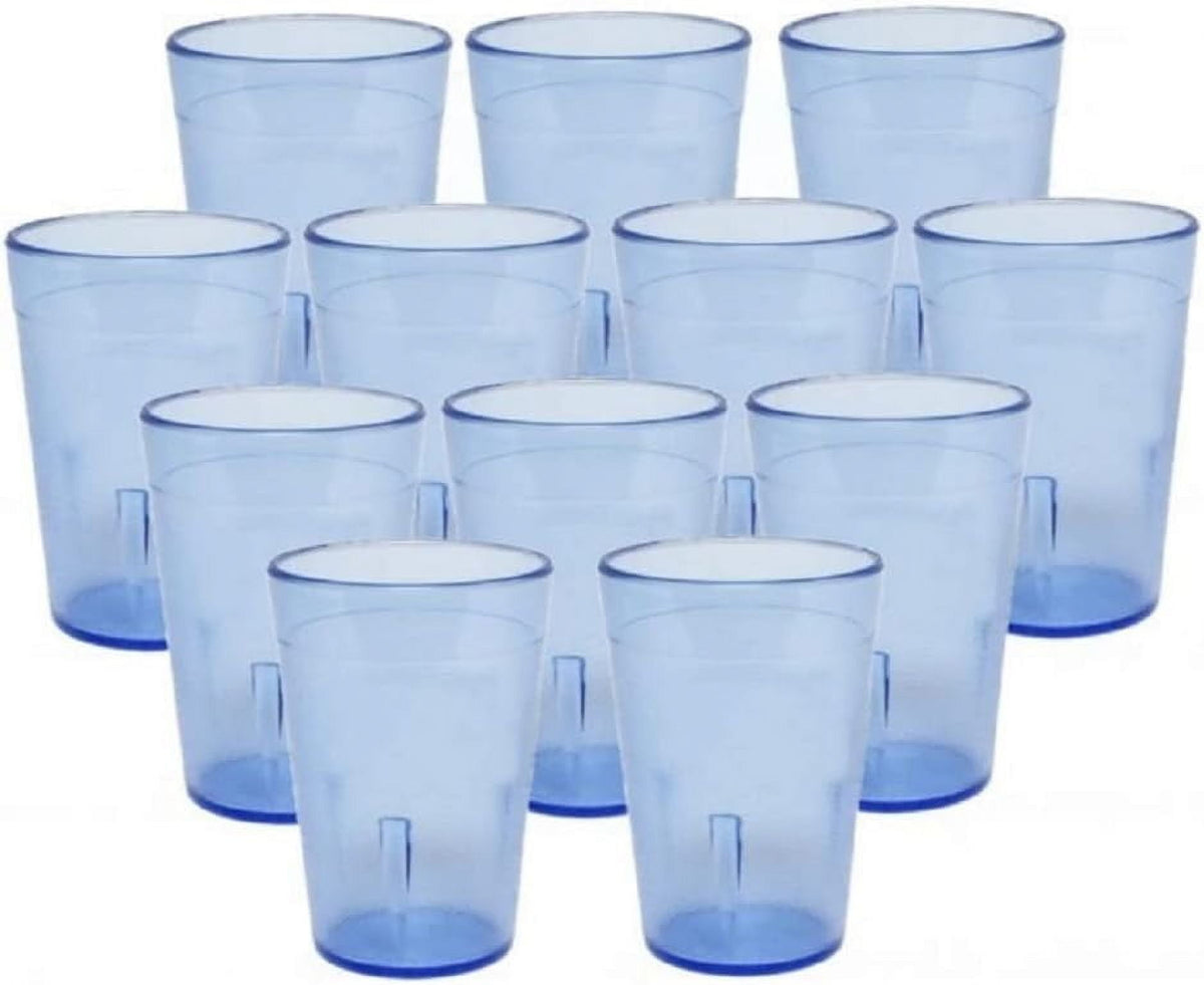 Lunabuddy™ TrueCraftware- Set of 12 Pebbled Tumbler/Drinking Cups 8-Ounce Blue Color- Reusable Premium Water Iced Tea Glasses Stackable Dishwasher Safe Break-Resistant for Home and Restaurants