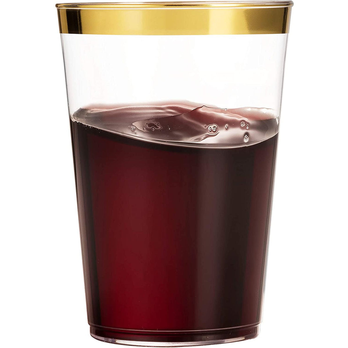 Lunabuddy™ VeZee Simcha Collection 10oz. disposable Fancy Gold Rim Clear hard Plastic Tumblers/Cups, for Wedding ,Elegant Party & All Occasions.:200CT
