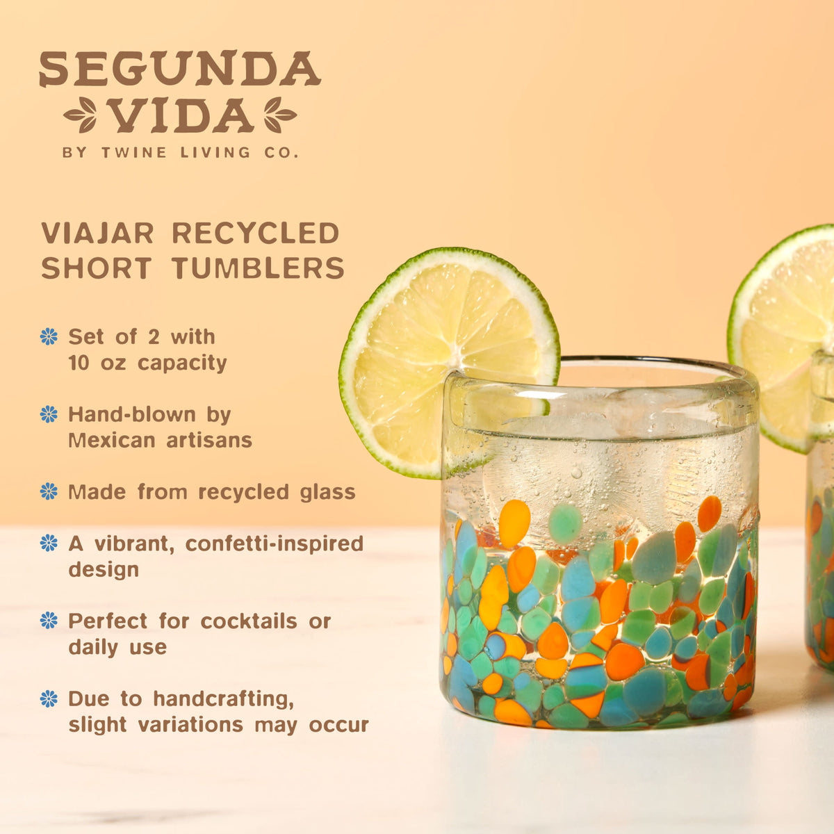 Lunabuddy™ Segunda Vida Viajar Short Tumblers, Birthday, Wedding Gifts 12oz Set of 2