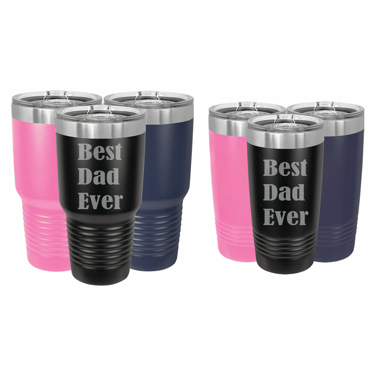 Lunabuddy™ PrecisionNC Dad Gifts Best Dad Ever Engraved Stainless Steel Travel Mug Tumbler with Lid Fathers Day 20 ounce Black