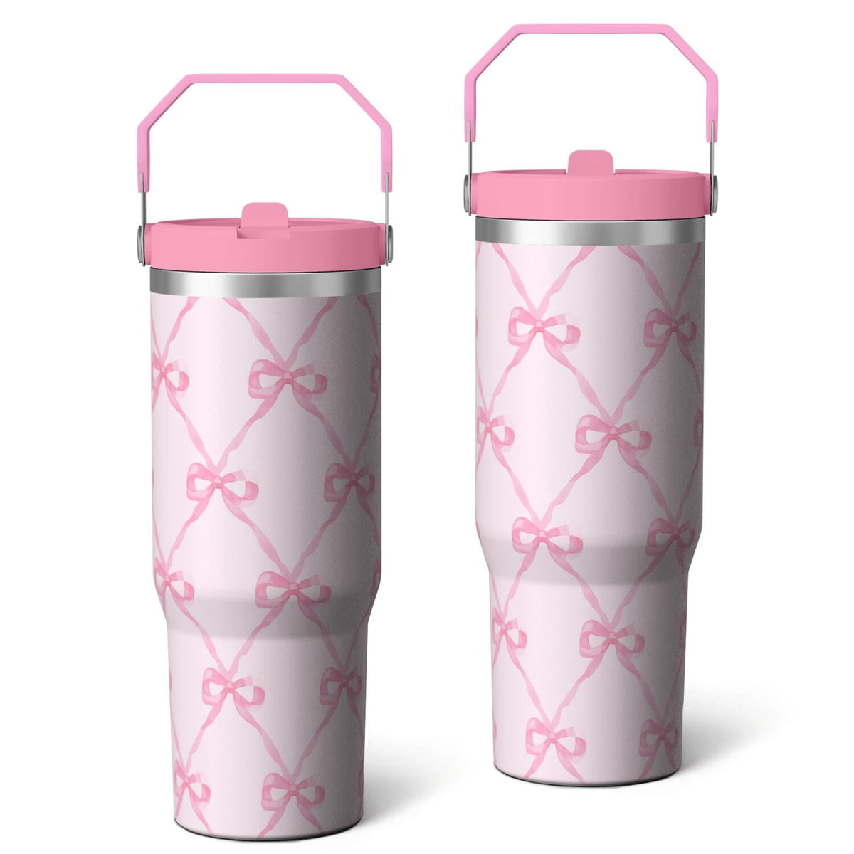 Lunabuddy™ 1pc Bow 30oz Tumbler with Straw & Handle - Insulated Stainless Steel Cup | Holiday Gift for Man Women (Christmas, Valentine's, Birthday)