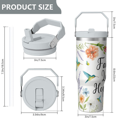 Lunabuddy™ 1pc Hummingbird 30oz Tumbler with Straw & Handle - Insulated Stainless Steel Cup | Holiday Gift for Man Women (Christmas, Valentine's, Birthday)