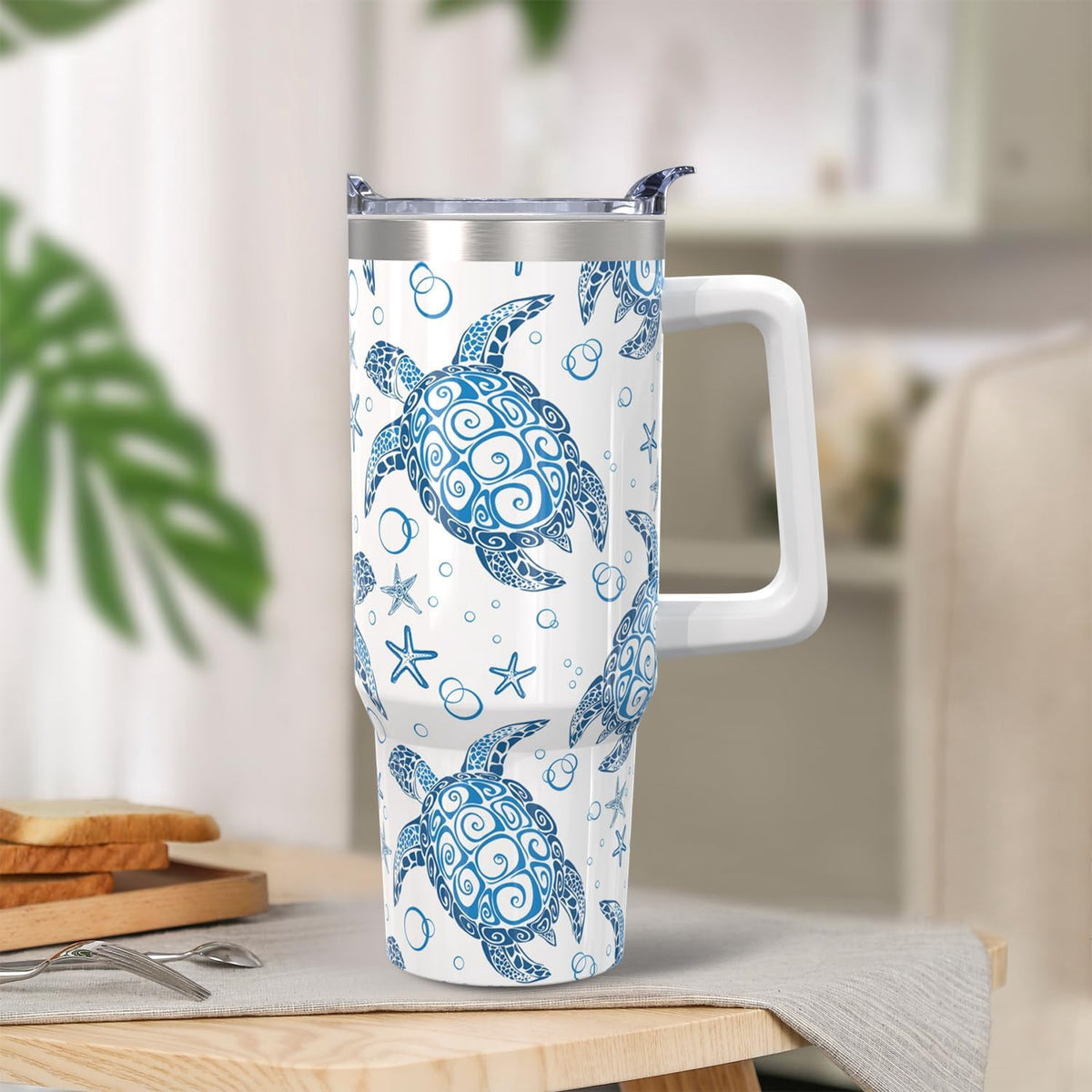 Lunabuddy™ 30oz Stainless Steel Sea Turtle Tumbler with Lid and Straw - Ocean Insulated Turtle Cup for Women''s Gifts