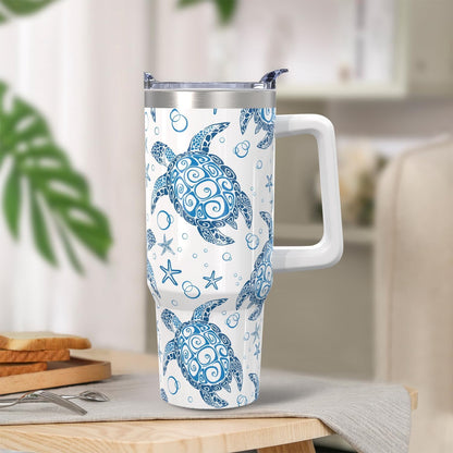 Lunabuddy™ 30oz Stainless Steel Sea Turtle Tumbler with Lid and Straw - Ocean Insulated Turtle Cup for Women''s Gifts