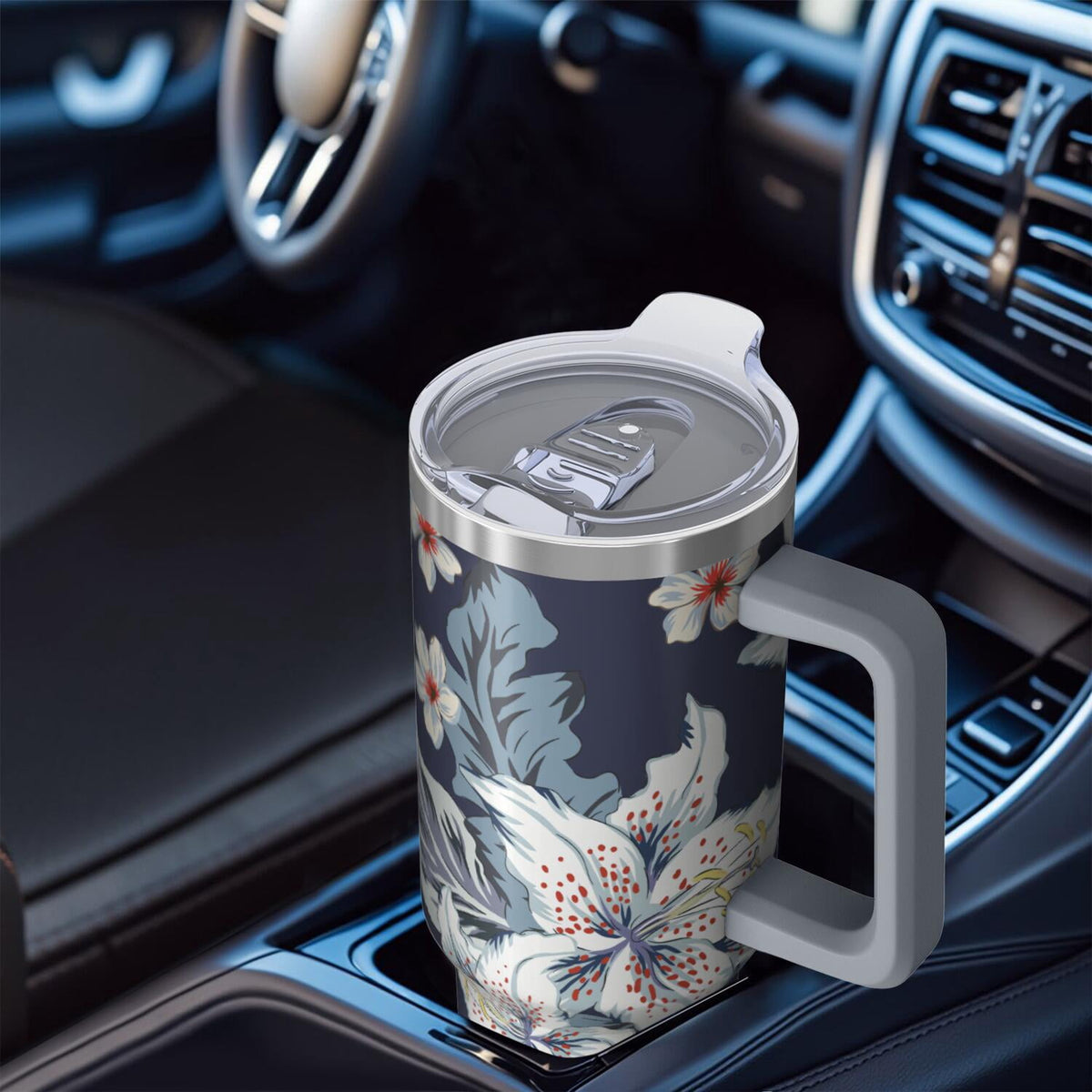 Lunabuddy™ 40 oz Hawaii Tropical Plants Tumbler with Handle, Flip Straw Lid, Vacuum Insulated Leak Proof Stainless Steel Cup, Travel Gifts