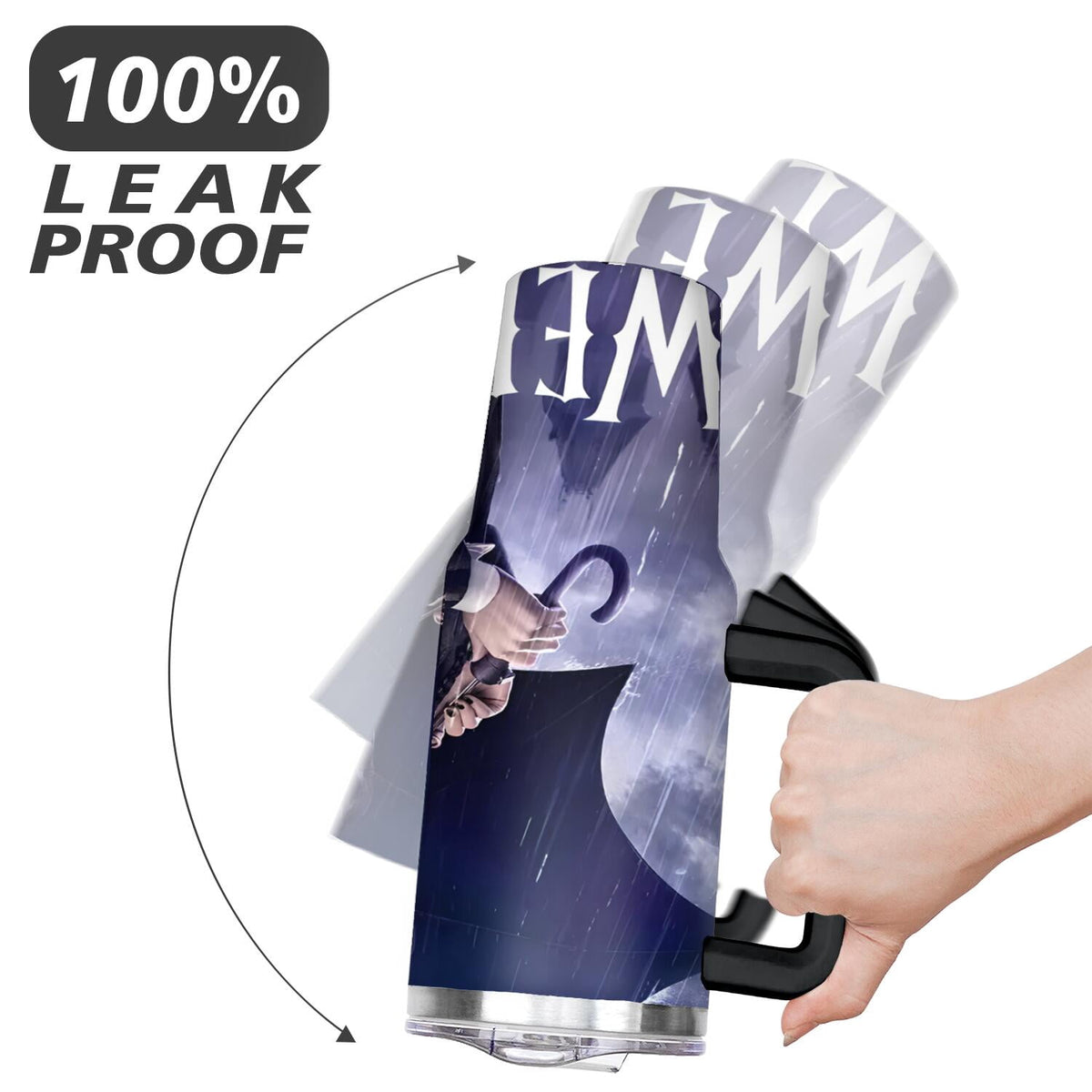 Lunabuddy™ 40oz Wednesday Girl Stainless Steel Tumbler with Lid and Straw,Wednesday Stuff Merchandise Spill Proof Travel Cup Double Wall Vacuum Insulated Coffee Mug with Handle Black