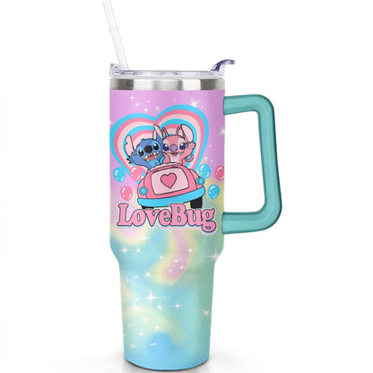 Lunabuddy™ 40oz Cartoon Movie Stainless Steel Tumbler with Lid and Straw,Spill Proof Cartoon Travel Cup for Cartoon Lovers Double Wall Vacuum Insulated Coffee Mug with Handle Greenish-blue