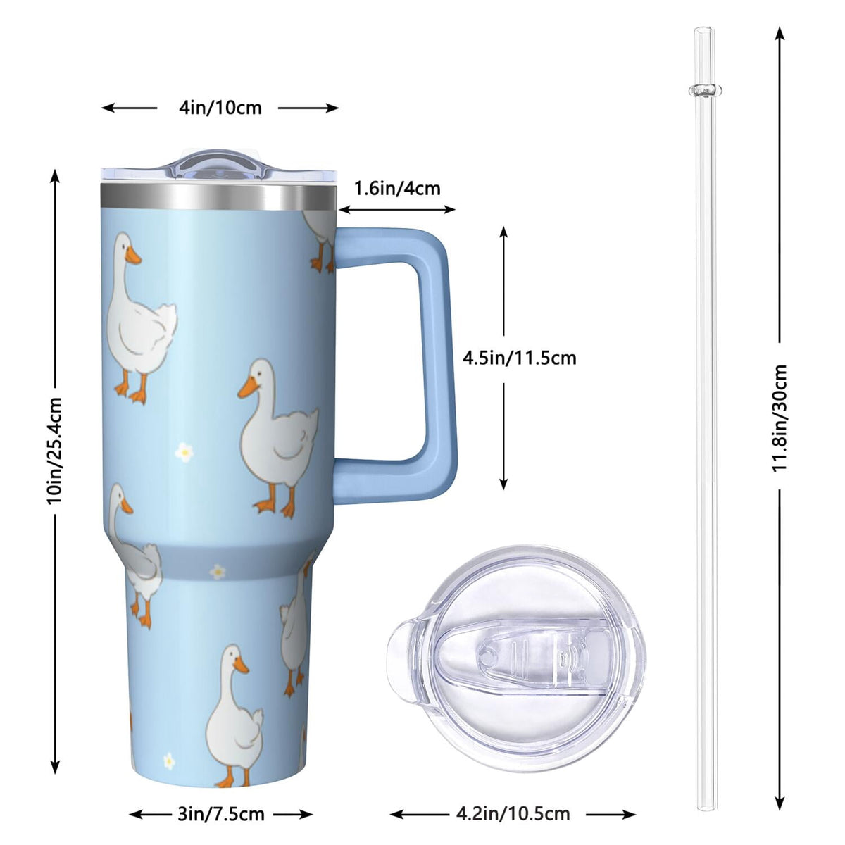 Lunabuddy™ 1pc Goose 40oz Tumbler with Straw & Handle - Insulated Stainless Steel Cup | Holiday Gift for Man Women (Christmas, Valentine's, Birthday)