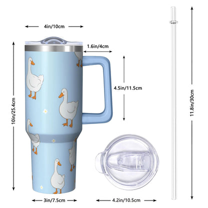 Lunabuddy™ 1pc Goose 40oz Tumbler with Straw & Handle - Insulated Stainless Steel Cup | Holiday Gift for Man Women (Christmas, Valentine's, Birthday)