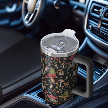 Lunabuddy™ Stylish 40oz Mushroom Tumbler with Handle, Flip Straw Lid, Leakproof Travel Cup Gift