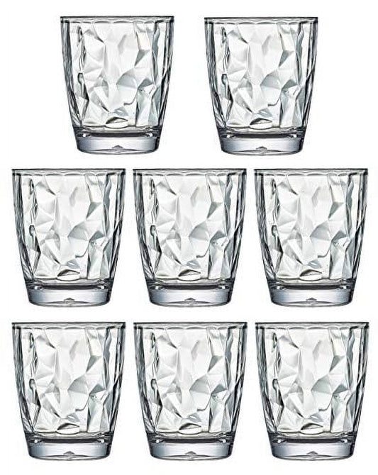 Lunabuddy™ 10 Oz Premium Unbreakable Drinking Glasses Dishwasher Safe BPA Free Acrylic Tumblers (Clear)