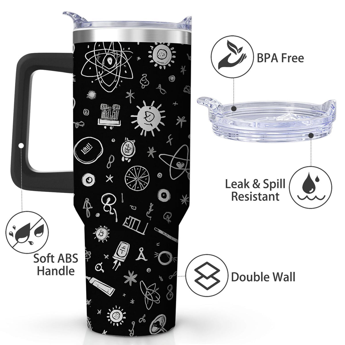 Lunabuddy™ Black Space Science Stainless Steel Tumbler, 30oz