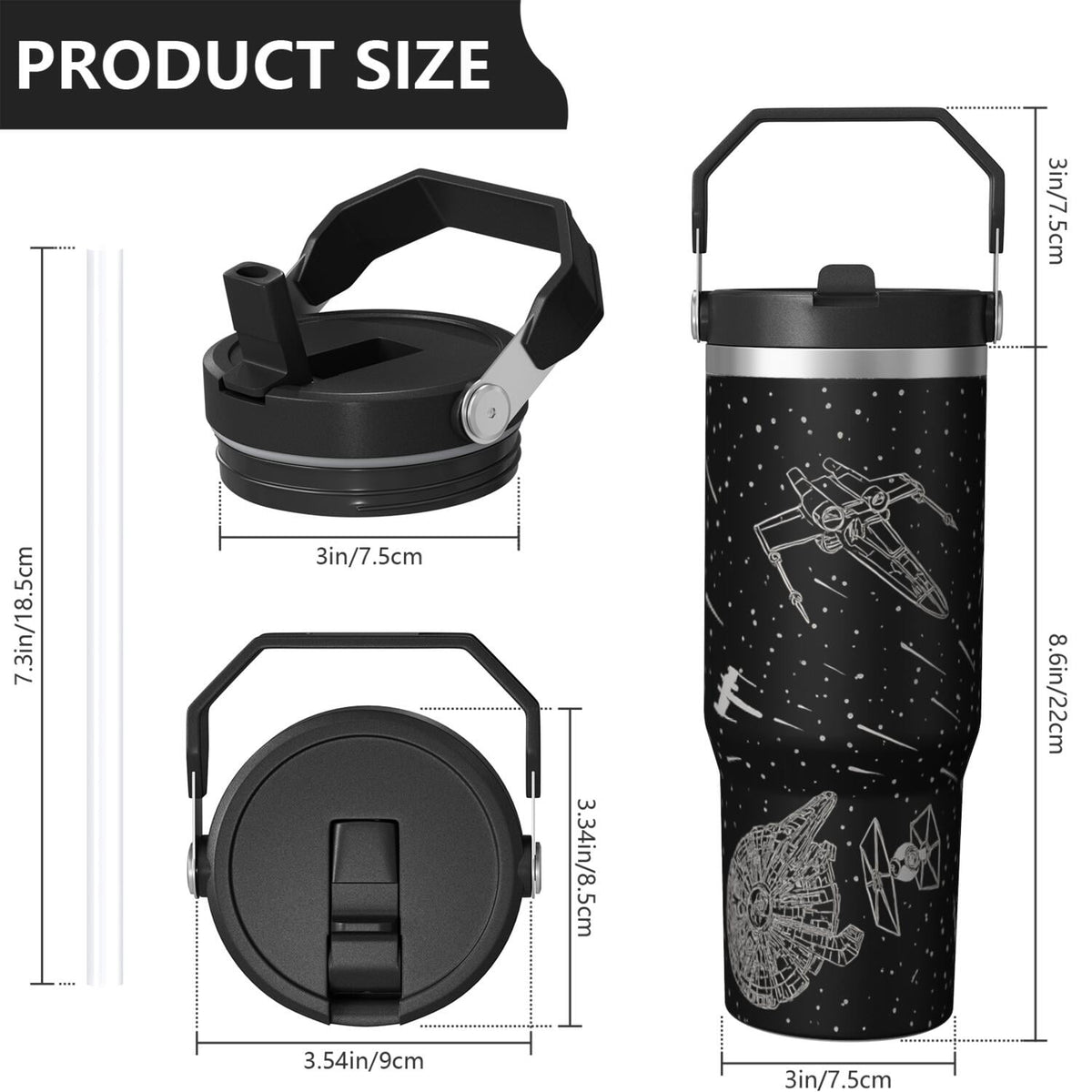 Lunabuddy™ 1pc Movie 30oz Tumbler with Straw & Handle - Insulated Stainless Steel Cup | Holiday Gift for Man Women (Christmas, Valentine's, Birthday)