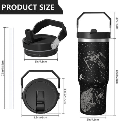 Lunabuddy™ 1pc Movie 30oz Tumbler with Straw & Handle - Insulated Stainless Steel Cup | Holiday Gift for Man Women (Christmas, Valentine's, Birthday)