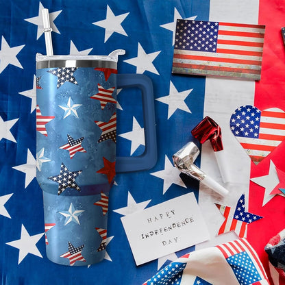 Lunabuddy™ 40oz American Flag 4th of july Tumbler With Handle and Straw, Gifts For Memorial Day Veterans day Independence day, Patriots Coffee Mug Water Bottle, Labor Day Stainless Steel Insulated Cup