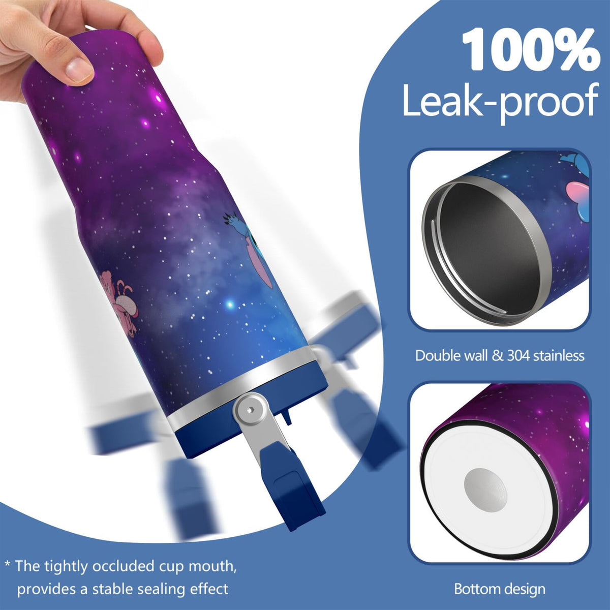 Lunabuddy™ 30oz Cartoon Movie Stainless Steel Tumbler with Lid and Straw,Spill Proof Cartoon Travel Cup for Cartoon Lovers,Double Wall Vacuum Insulated Coffee Mug with Top Handle Blue
