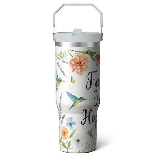 Lunabuddy™ 1pc Hummingbird 30oz Tumbler with Straw & Handle - Insulated Stainless Steel Cup | Holiday Gift for Man Women (Christmas, Valentine's, Birthday)