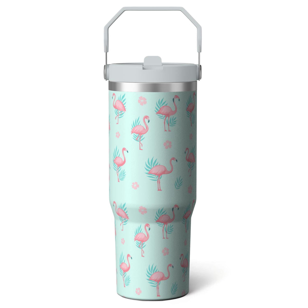 Lunabuddy™ 1pc Pink Leopard Print 30oz Tumbler with Straw & Handle
