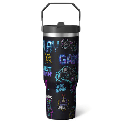 Lunabuddy™ 1pc Halloween Skull 30oz Tumbler with Straw & Handle - Insulated