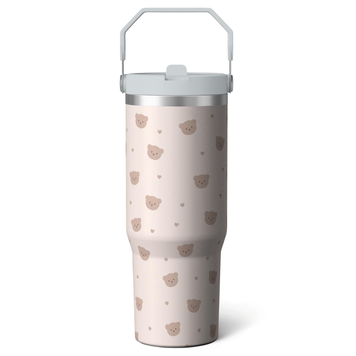 Lunabuddy™ 1pc Pink Leopard Print 30oz Tumbler with Straw & Handle