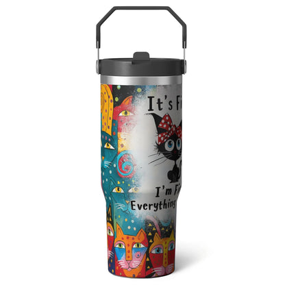 Lunabuddy™ 1pc Bow 30oz Tumbler with Straw & Handle - Insulated Stainless