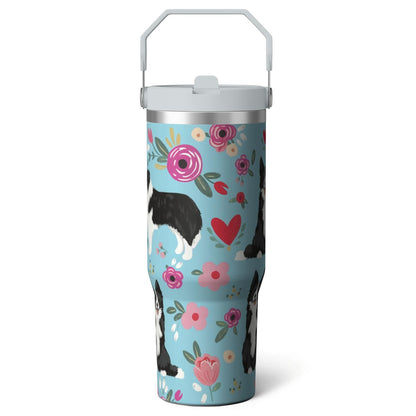 Lunabuddy™ 1pc shark 30oz Tumbler with Straw & Handle - Insulated Stainless