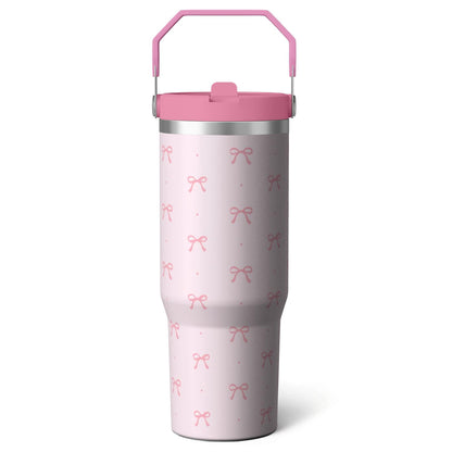 Lunabuddy™ 1pc Pink Leopard Print 30oz Tumbler with Straw & Handle