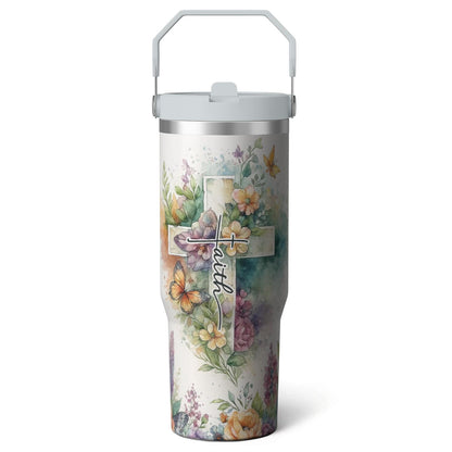 Lunabuddy™ 1pc Black and white grid 30oz Tumbler with Straw & Handle