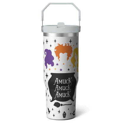 Lunabuddy™ 1pc Halloween Bat 30oz Tumbler with Straw & Handle - Insulated