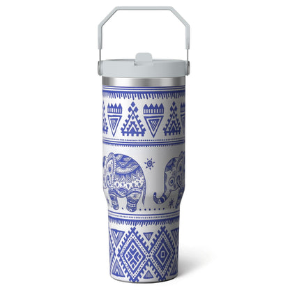 Lunabuddy™ 1pc Hummingbird 30oz Tumbler with Straw & Handle - Insulated Stainless