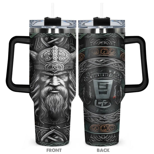 Lunabuddy™ 1pc, 40oz Tumbler, Funny Dad Tumbler, Viking Valor Funny Print 40oz, Insulated and Durable, Gift for Any Occasion: Birthdays, Holidays, or Special Moments for Family, Friends, or Coworkers