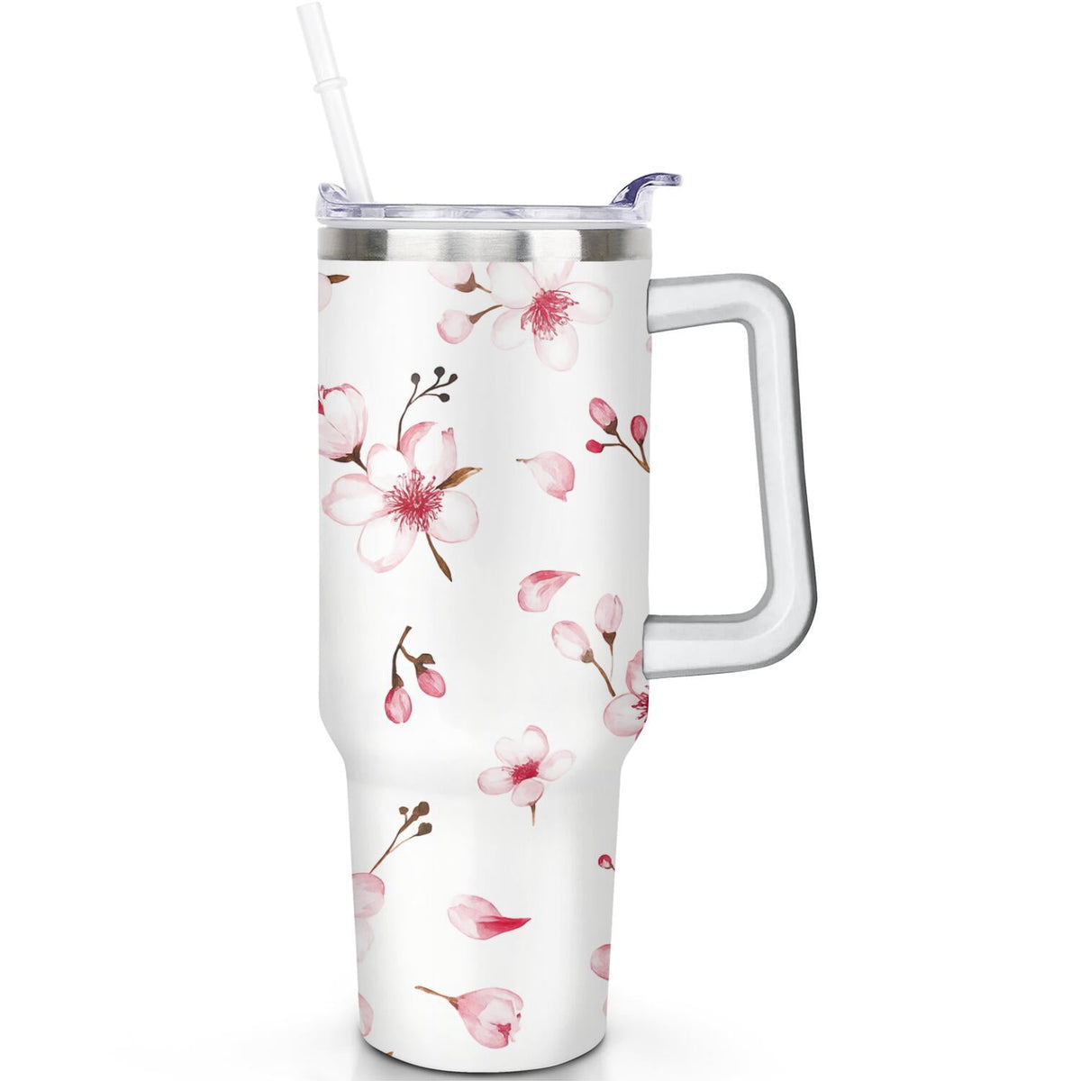 Lunabuddy™ 1pc cherry 40oz Tumbler with Straw & Handle - Insulated Stainless