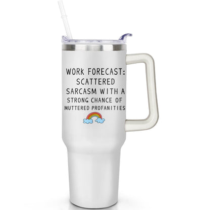 Lunabuddy™ 1pc daisy 40oz Tumbler with Straw & Handle - Insulated Stainless