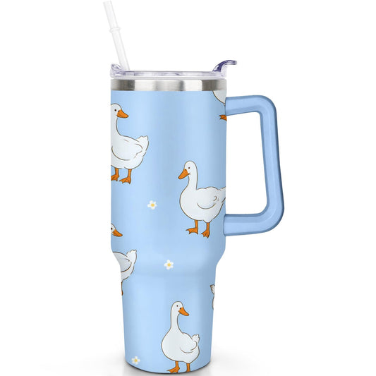 Lunabuddy™ 1pc Goose 40oz Tumbler with Straw & Handle - Insulated Stainless Steel Cup | Holiday Gift for Man Women (Christmas, Valentine's, Birthday)
