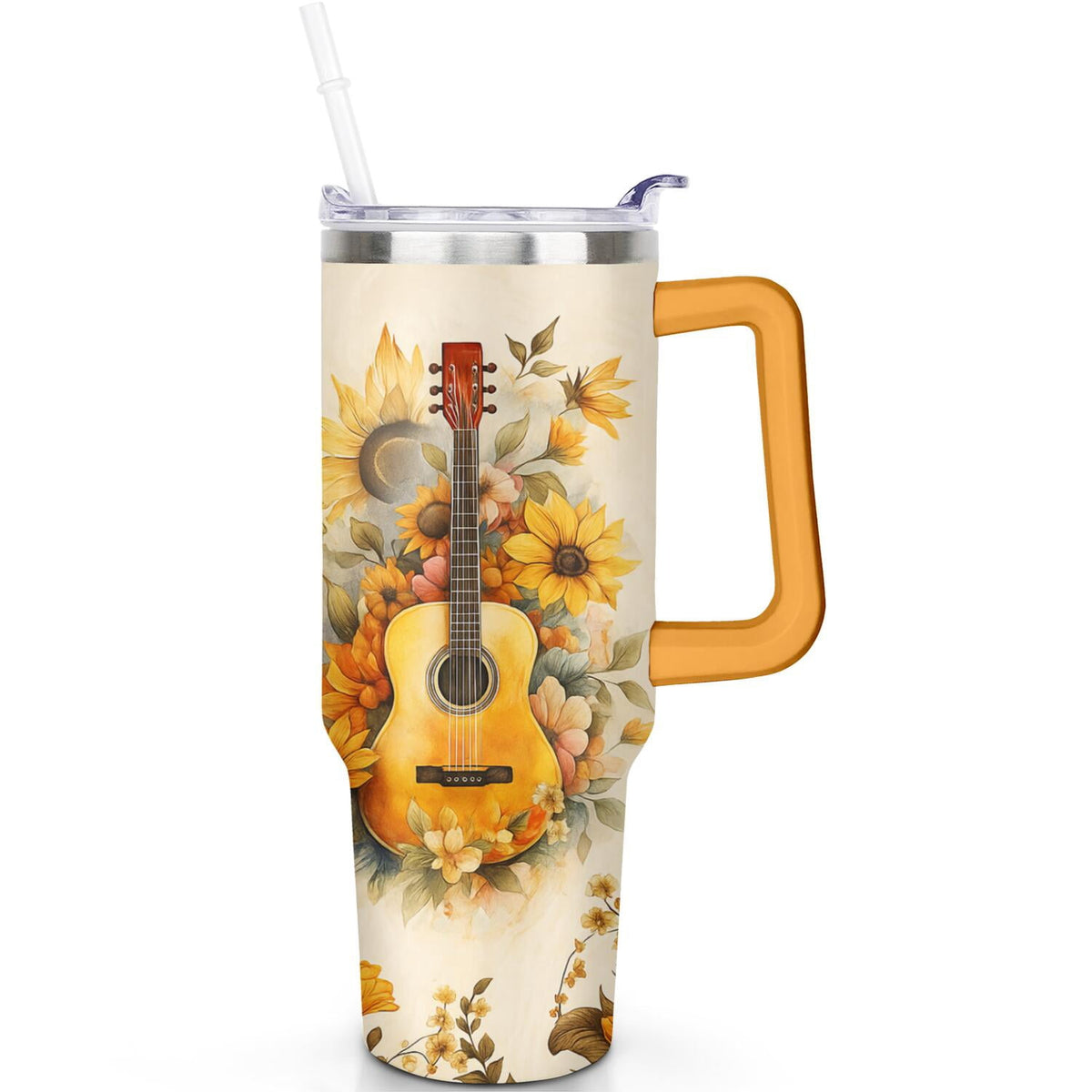 Lunabuddy™ 1pc Sunflower 40oz Tumbler with Straw & Handle - Insulated Stainless