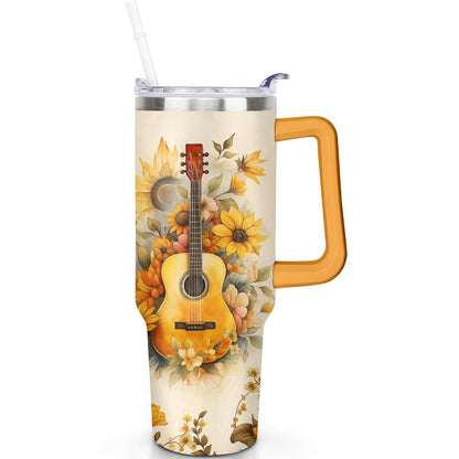 Lunabuddy™ 1pc Sunflower 40oz Tumbler with Straw & Handle - Insulated Stainless